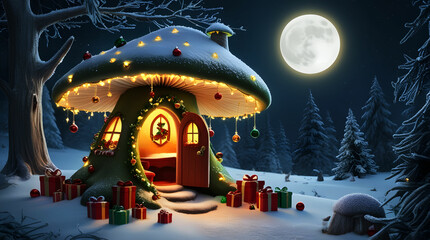 Magical Mushroom Treehouse A Festive Christmas Hideaway in the Forest