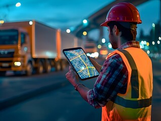 Logistics Manager Tracking Delivery Routes in Real Time Using AI Powered App