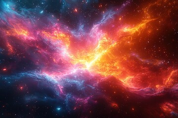 Cosmic explosion of vibrant colors in outer space nebula