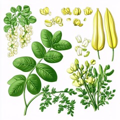 Moringa Illustration on White Background