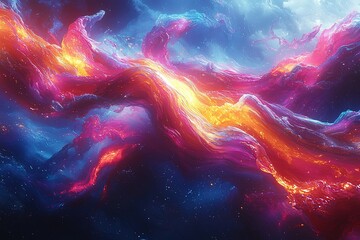 Vibrant aurora: mesmerizing abstract waves of light and color in cosmic space