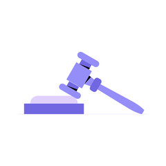 Gavel In Flat Vector Illustration Symbolizing Justice, Law, And Legal Decisions, Isolated On White Background.