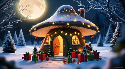 Enchanted Mushroom Treehouse A Cozy Christmas Wonderland in the Woods