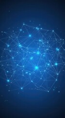 Abstract digital network with glowing connections, representing technology, data, and communication in a modern virtual environment.