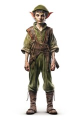 Fototapeta premium Elf costume white background portrait.
