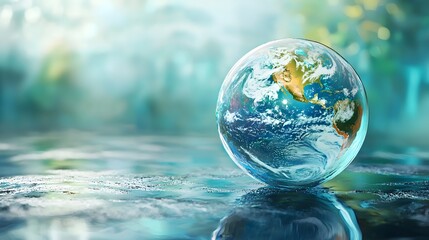 Vibrant Ecosystem Reflected in a Crystal Ball Symbolizing Environmental Fragility and the Need for Preservation