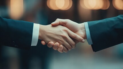 close up successful business people shaking hands