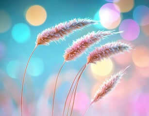 Obraz premium Sunrise shot of frozen grass. Nature background.