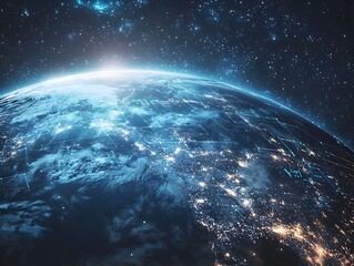 Obraz premium Futuristic View of Earth with Advanced Climate Monitoring Technology