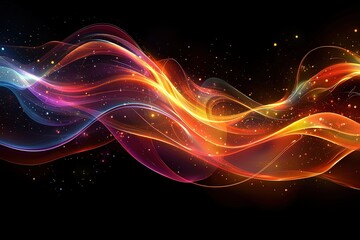 Vibrant abstract wave of colors and light on dark background