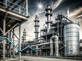 Obraz premium Oil Industry Station with Market Graphs Visualization - Architectural Photography