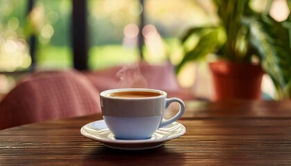 Obraz premium Cup Of Coffee In A Cozy Environment - generative ai, üretken yapay zeka