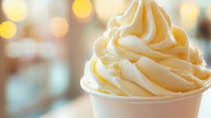 soft serve vanilla ice cream in a cup