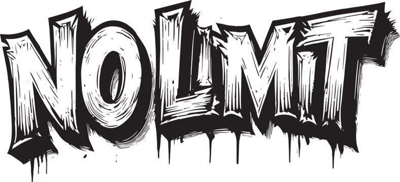 No limit, Hand written lettering no limit text typography design vector template for t shirt poster banner wall art, Graffiti style Black and white no limit lettering illustration design