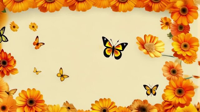 Vibrant dia de los muertos floral background with ample copy space. AI