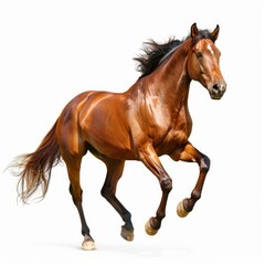 Obraz premium Beautiful chestnut horse running, isolated on white background