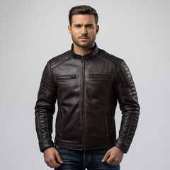 Obraz premium Man In Leather Jacket Isolated