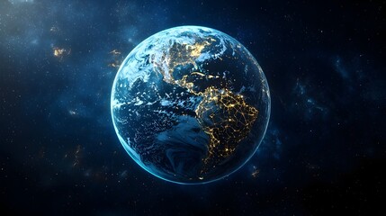 Obraz premium Futuristic Fusion of Nature and Technology in a Glowing Engineered Earth Concept