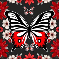 AI-Generated Beautiful Butterfly With Flowers 