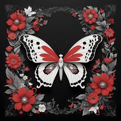 AI-Generated Beautiful Butterfly With Flowers 