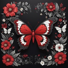 AI-Generated Beautiful Butterfly With Flowers 
