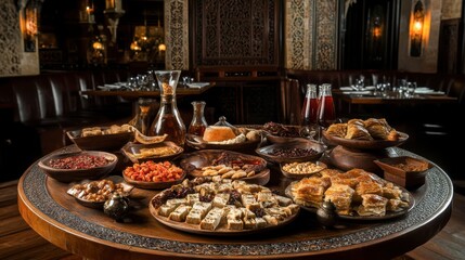 Obraz premium Exquisite selection of Middle Eastern desserts and treats