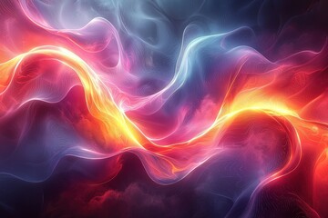 Obraz premium Vibrant abstract waves of colorful light and energy flowing dynamically