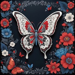 AI-Generated Beautiful Butterfly With Flowers 
