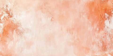 Fototapeta premium Background of a warm peach-painted concrete wall, featuring soft brush strokes and a textured surface, evoking a welcoming and cozy atmosphere