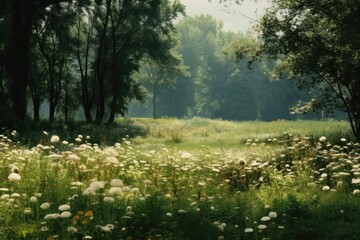 Obraz premium Meadow in summer vegetation landscape grassland.