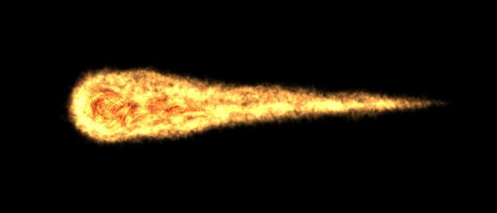 Realistic Meteor, comet or fireball, transparent. Meteorite, an asteroid in motion, burns. Png