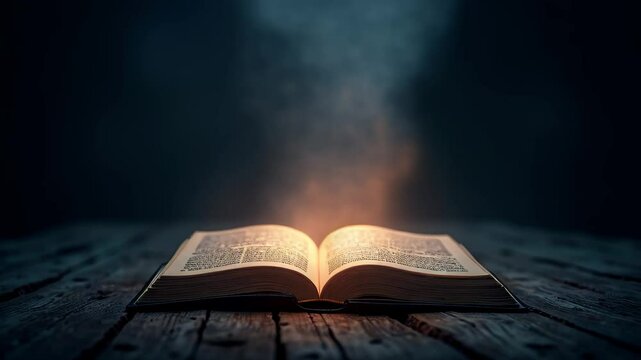 Animation of a magic book on a dark background