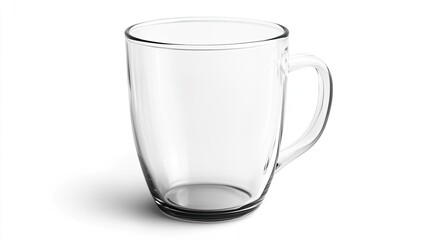 Double-walled glass mug with a smooth handle, isolated on white. Perfect for showcasing temperature retention and elegant design.