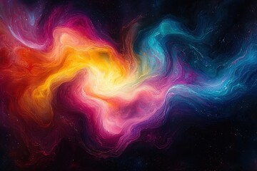Fototapeta premium Vivid cosmic nebula with swirling colors in deep space background