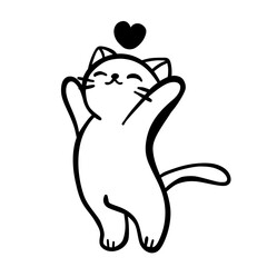 Minimalist Cute Cat Graphic with Hearts