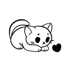 Minimalist Cute Cat Graphic with Hearts