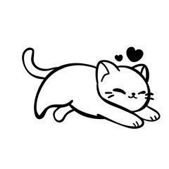 Minimalist Cute Cat Graphic with Hearts