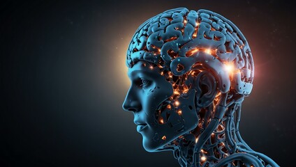 Obraz premium Brain tech illustration with glowing effects