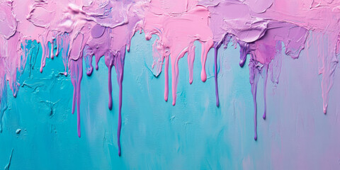 Paint drips in a spectrum of colors, from violet to turquoise, cascading down while leaving an inviting space at the top for text