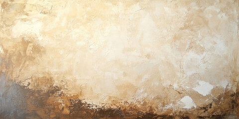 Rustic concrete wall background painted in earthy tones of brown and beige, with visible brush strokes adding warmth and texture, perfect for an organic design