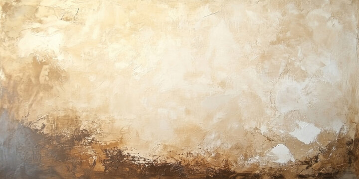 Rustic concrete wall background painted in earthy tones of brown and beige, with visible brush strokes adding warmth and texture, perfect for an organic design