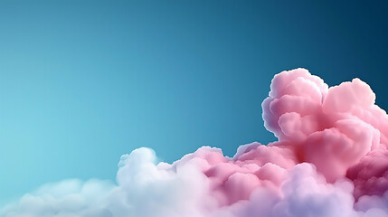 Fototapeta premium A serene sky with soft, fluffy white clouds drifting against a pastel blue backdrop, creating a calm and peaceful scene
