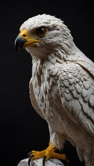 Obraz premium Close-up of a falcon marble statue against a plain black background.