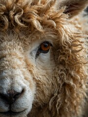 Naklejka premium Close-up of a fluffy sheep.