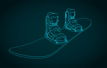 Snowboard board and boots illustration