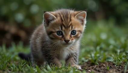 Curious kitten exploring