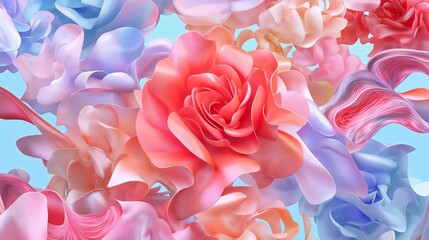Obraz premium Turquoise transitioning to coral with soft, blurred edges, giving a tropical, refreshing effect