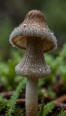 Fototapeta premium Fairy inkcap mushroom with bell-shaped caps
