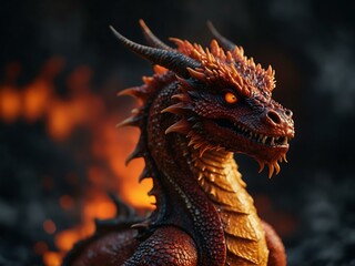Fire dragon with blurred background.
