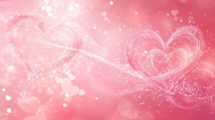 A dreamy celebration of love sparkling hearts and infinite connections in a soft pink glow